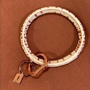 NWT Cream & copper leather “snakeskin” keyring